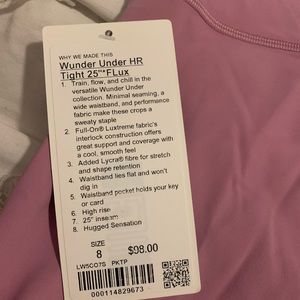 NWT Lululemon Wunder Under HR Tight 25” Size 8